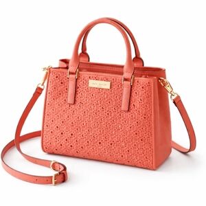 Kate Spade Coral Perforated Leather Satchel Crossbody Top Handle Bag